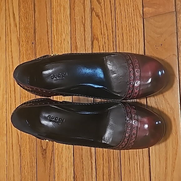 Gucci Two Tone Brogue Leather Platform Pumps 38.5 - Picture 6 of 16